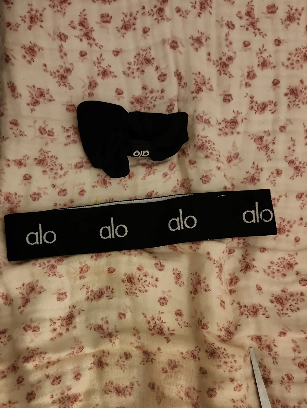 ALO Yoga Black Logo Headband and Scrunchie Duo